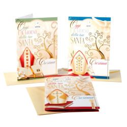 Biglietti auguri CRESIMA albero vita con data 12pz