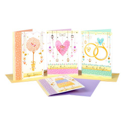 Biglietti auguri MATRIMONIO strass e pailettes 12pz