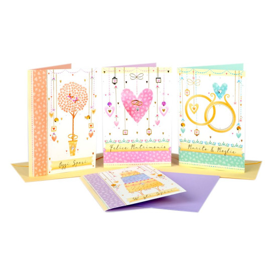 Biglietti auguri MATRIMONIO strass e pailettes 12pz Biglietti auguri MATRIMONIO strass e pailettes 12pz