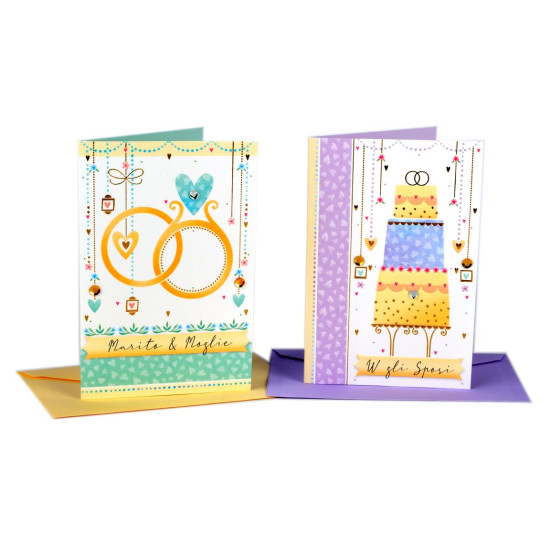 Biglietti auguri MATRIMONIO strass e pailettes 12pz Biglietti auguri MATRIMONIO strass e pailettes 12pz