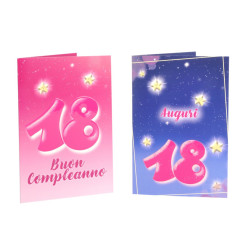 Biglietti auguri COMPLEANNO 18 anni femminile 12pz