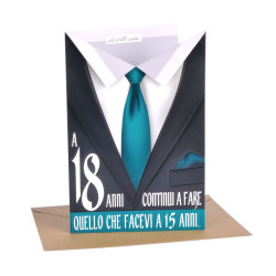 Biglietti auguri COMPLEANNO 18 ANNI maschili 12pz
