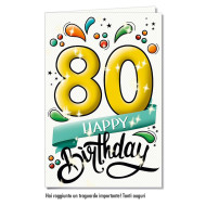 Biglietti auguri 80 anni compleanno 6pz