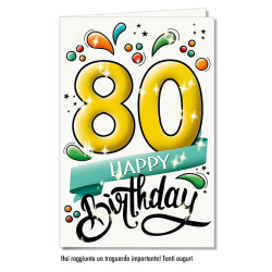 Biglietti auguri 80 anni compleanno 6pz Biglietti auguri 80 anni compleanno 6pz