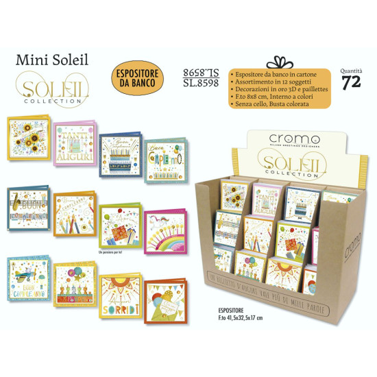 Mini biglietti auguri SOLEIL 8x8cm 72pz Mini biglietti auguri SOLEIL 8x8cm 72pz