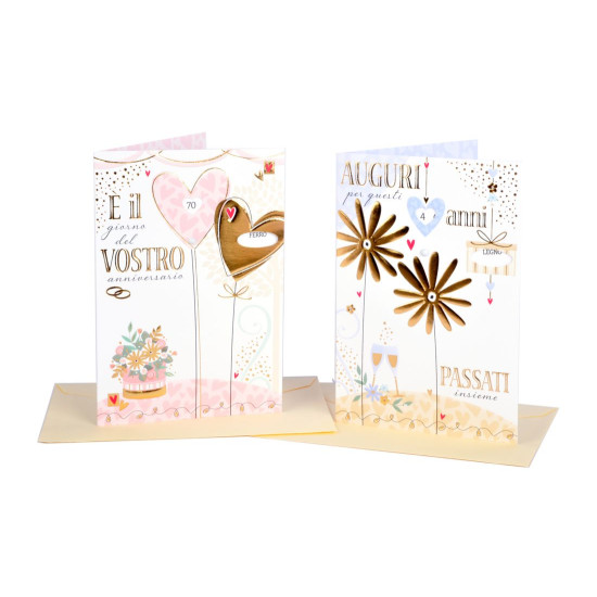 Biglietti auguri ANNIVERSARIO anni e tipo 12pz