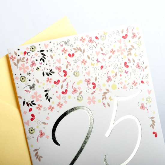 Biglietto auguri 25 ANNIVERSARIO argento 12pz