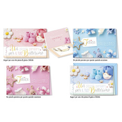 Biglietti BATTESIMO cuccioli portasoldi 12pz Biglietti BATTESIMO cuccioli portasoldi 12pz