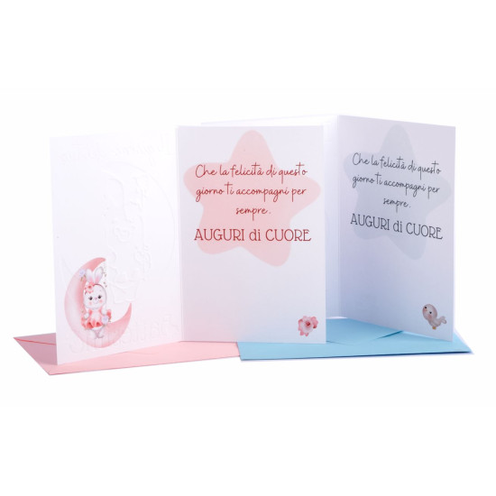 Biglietti auguri BATTESIMO rilievo 12pz