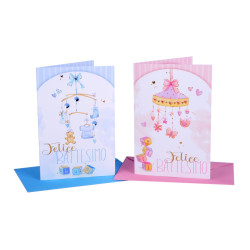 Biglietti BATTESIMO giostrina con strass 12pz