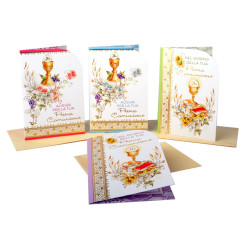 Biglietti COMUNIONE oro, rilievo e sagomatura 12pz