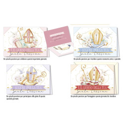 Biglietti auguri CRESIMA oro e colore portasoldi 12pz