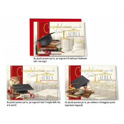 Biglietti auguri LAUREA portasoldi12pz