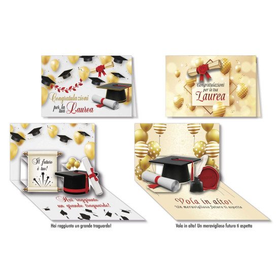 Biglietti auguri LAUREA pop-up 12pz
