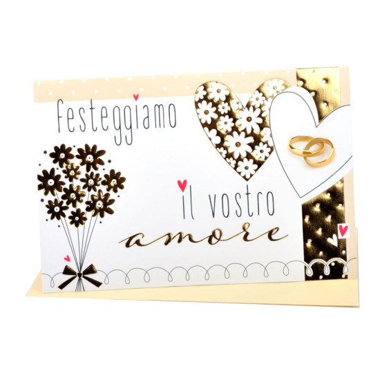 Biglietti augurali MATRIMONIO portasoldi oro 12pz Biglietti augurali MATRIMONIO portasoldi oro 12pz