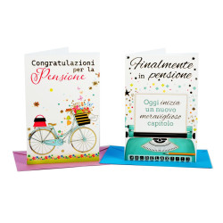 Biglietti auguri PENSIONE elegante 12pz