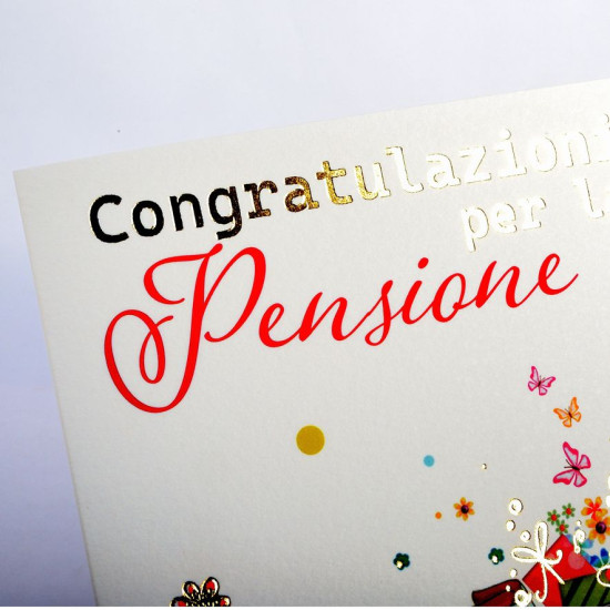 Biglietti auguri PENSIONE elegante 12pz
