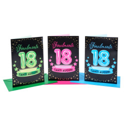 Biglietti auguri COMPLEANNO 18 ANNI oro 12pz