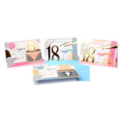 Biglietti auguri COMPLEANNO 18 anni portasoldi 12pz