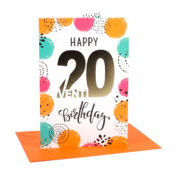 Biglietti auguri COMPLEANNO 20 anni oro e rilievo 6pz