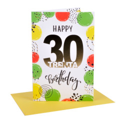 Biglietti auguri COMPLEANNO 30 anni oro e rilievo 6pz
