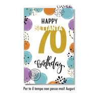 Biglietti auguri COMPLEANNO 70 anni oro e rilievo 6pz