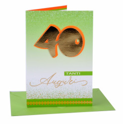 Biglietti auguri COMPLEANNO 40 anni applicazione oro 6pz