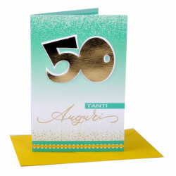 Biglietti auguri COMPLEANNO 50 anni applicazione oro 6pz