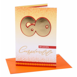 Biglietti auguri COMPLEANNO 60 anni applicazione oro 6pz