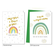 Biglietti auguri COMPLEANNO colorato arcobaleno 12pz