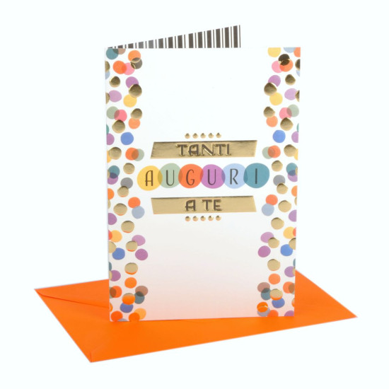 Biglietti auguri COMPLEANNO pois oro 12pz