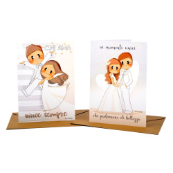 Biglietti auguri MATRIMONIO dolce legno 12pz