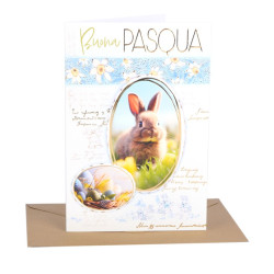 Biglietti augurali PASQUA coniglietti oro 12pz