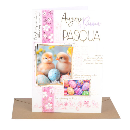 Biglietti augurali PASQUA coniglietti oro 12pz