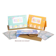 Biglietti augurali PASQUA coniglietti portasoldi 12pz