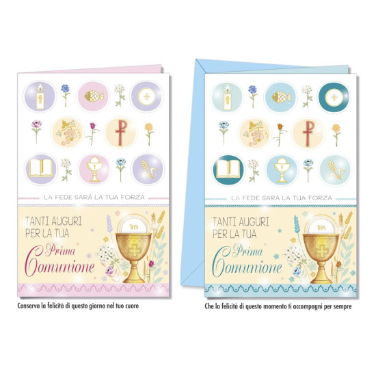 Biglietti auguri COMUNIONE glitter 12pz
