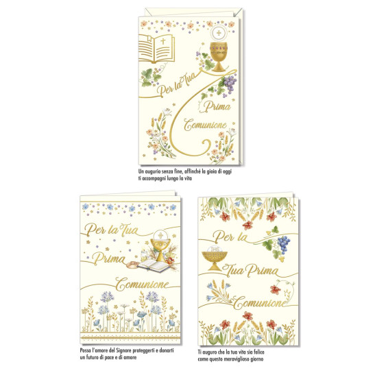 Biglietti augurali COMUNIONE avorio 12pz