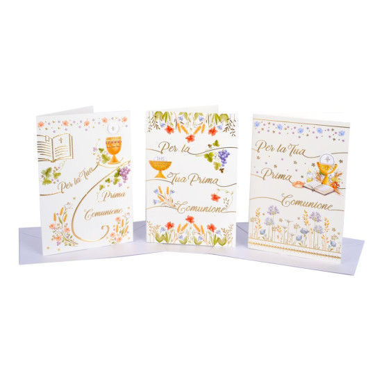Biglietti augurali COMUNIONE avorio 12pz