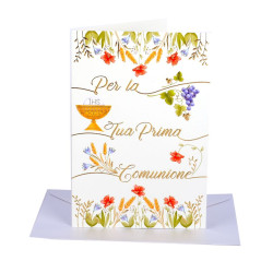 Biglietti augurali COMUNIONE avorio 12pz