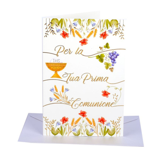 Biglietti augurali COMUNIONE avorio 12pz