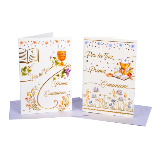 Biglietti augurali COMUNIONE avorio 12pz