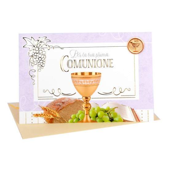 Biglietti auguri COMUNIONE portasoldi oro 12pz
