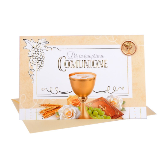 Biglietti auguri COMUNIONE portasoldi oro 12pz