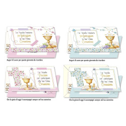 Biglietti auguri COMUNIONE portasoldi oro 12pz