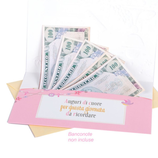 Biglietti auguri COMUNIONE portasoldi oro 12pz