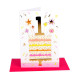 Biglietti auguri compleanno torta 1 anno ROSA 6pz Biglietti auguri compleanno torta 1 anno ROSA 6pz