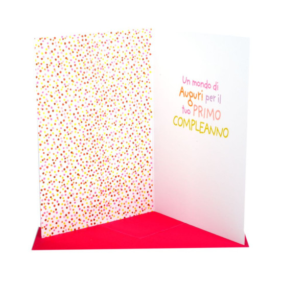 Biglietti auguri compleanno torta 1 anno ROSA 6pz Biglietti auguri compleanno torta 1 anno ROSA 6pz