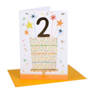 Biglietti auguri compleanno torta 2 anni 6pz