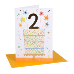 Biglietti auguri compleanno torta 2 anni 6pz