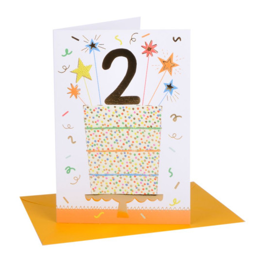 Biglietti auguri compleanno torta 2 anni 6pz